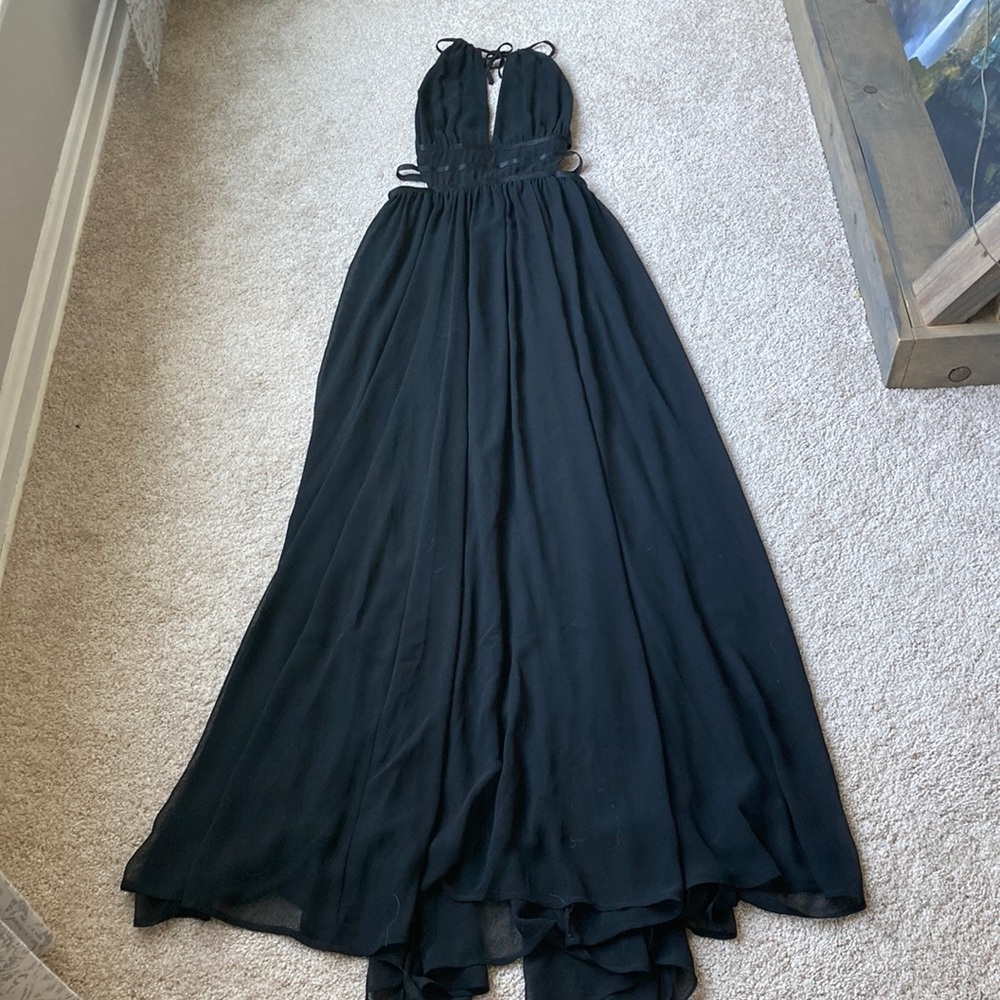 Express Cutout Black Chiffon Maxi Dress